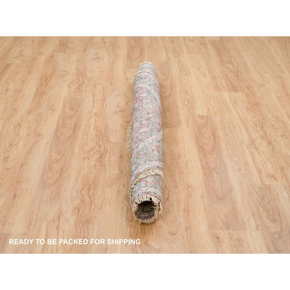 Rug 6'x6' Sangria Red Hand Knotted Pure Wool Heris Revival Round Oriental