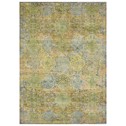10'X14'3" Moss Green Repetitive Emblem Design Pure Wool Hand Knotted Rug