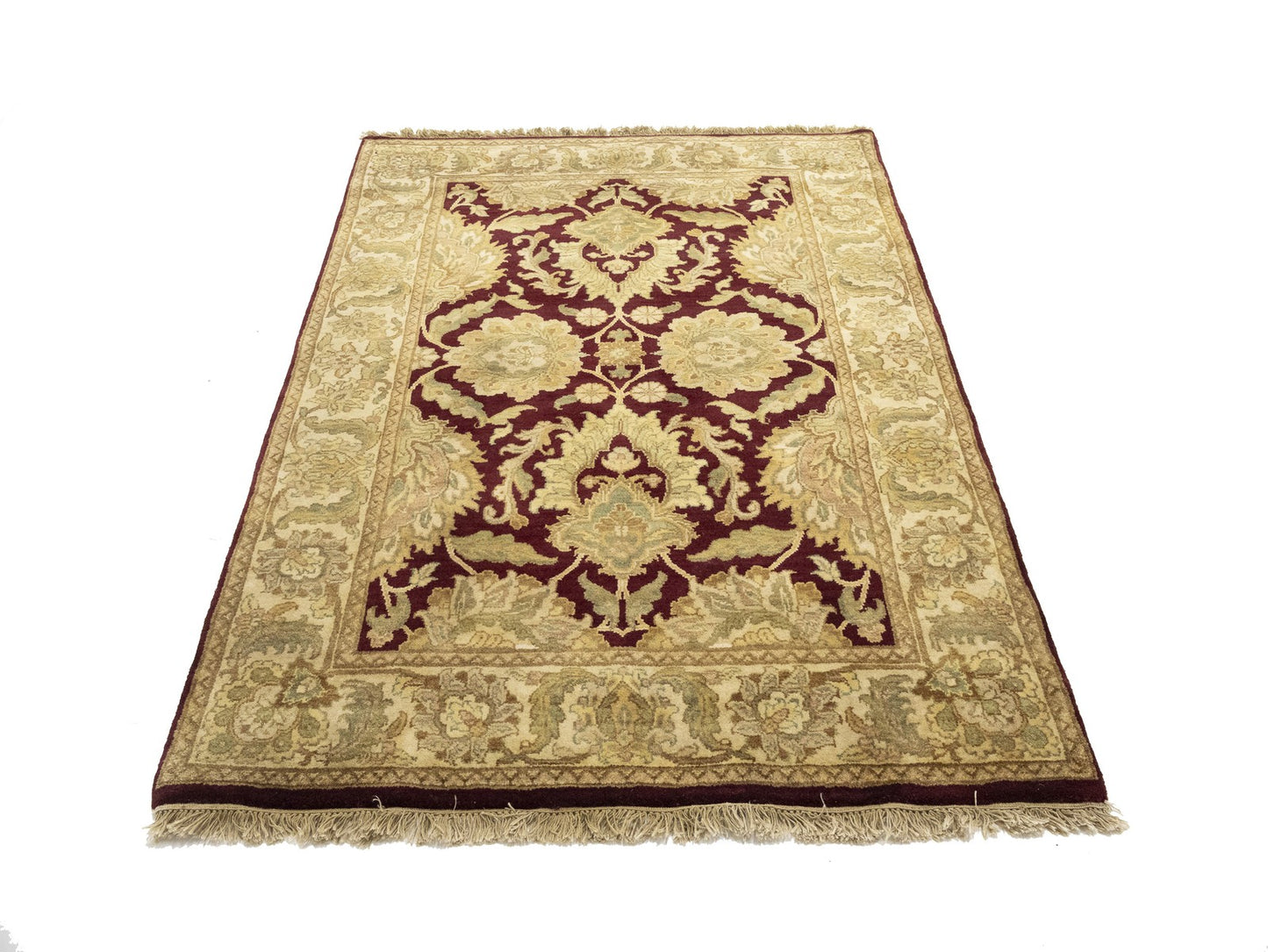 Thick handmade pile carpet agra jaipur oriental design floral decor ft 4x6