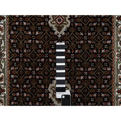 2'8"X20'1" Rich Black Tebraz Mahi Pure Wool Hand Knotted Xl Runner Rug
