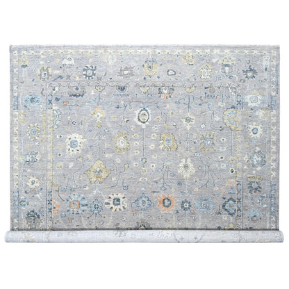 11'6"X15' Coin Gray Oushak Design Organic Wool Hand Knotted Oversized Rug