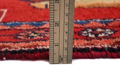 Hand-Knotted Red Tribal Floral Design Oriental