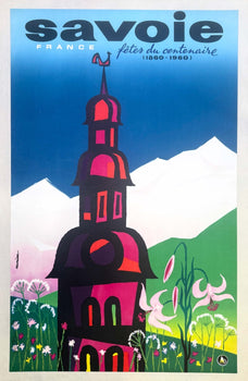 Blanc Savoie France Travel Poster 1960 Jacques Auriac Original Printing Ski Mont