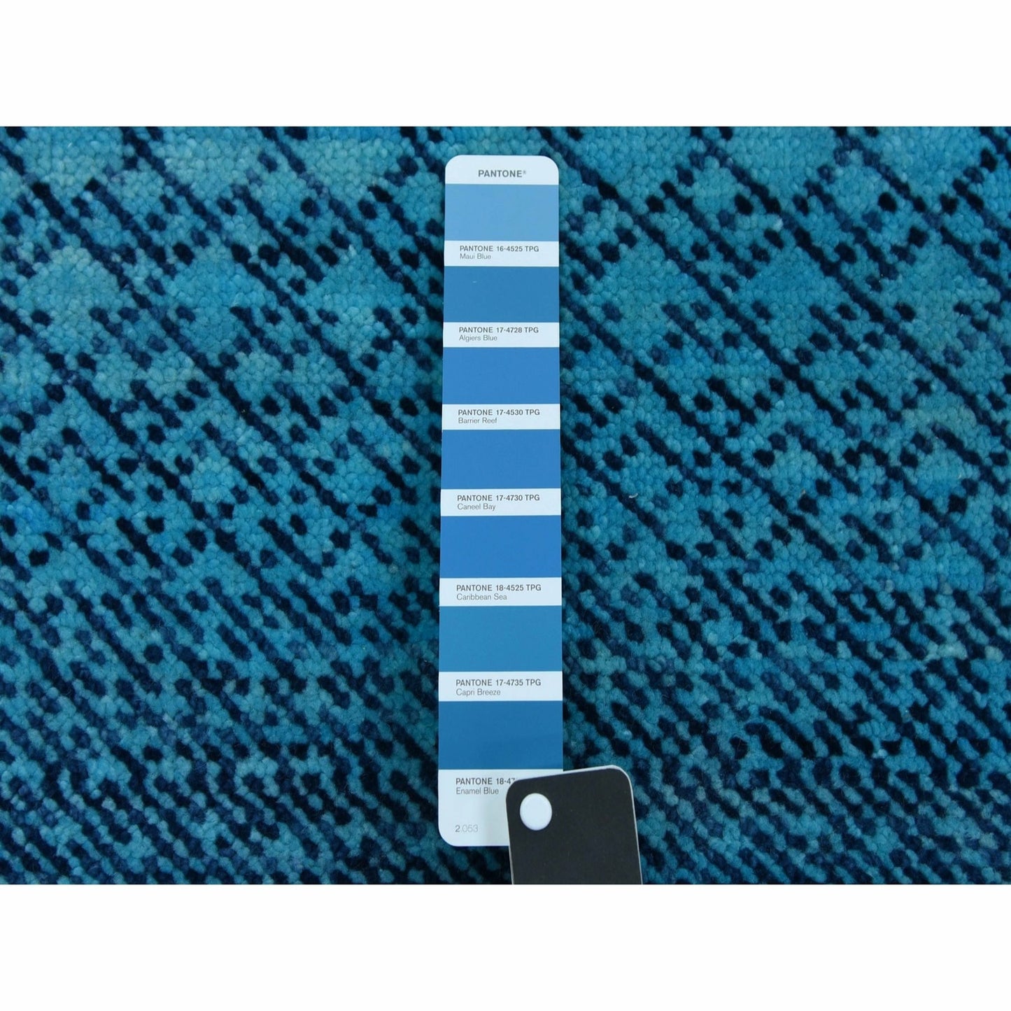 9'X11'7" Blue Pure Wool Hand Knotted Modern Chiaroscuro Collection Rug