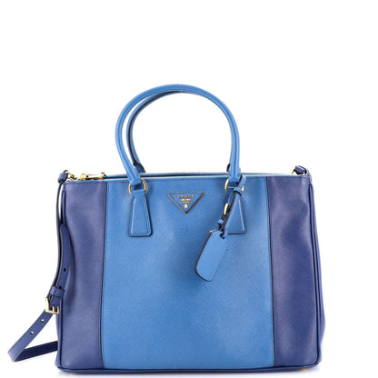 Prada Bicolor Double Zip Lux Tote Saffiano Leather Medium