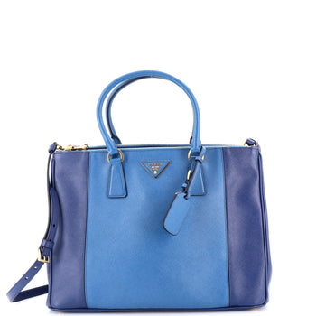 Prada Bicolor Double Zip Lux Tote Saffiano Leather Medium