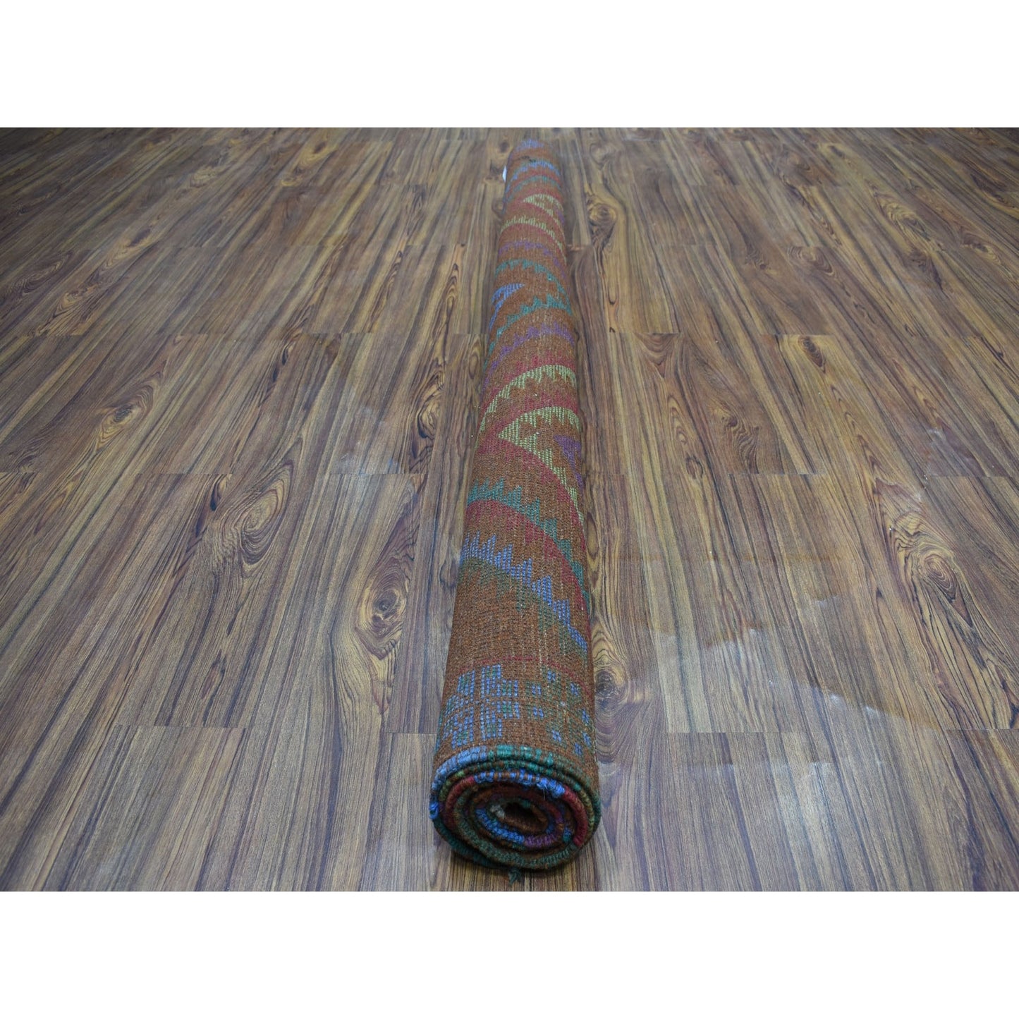 6'1"X7'8" Geometric Design Hand Made Wool Colorful Afghan Village Rug