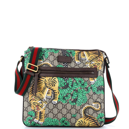 Gucci Front Zip Messenger Bengal Print Gg Coated Canvas Medium