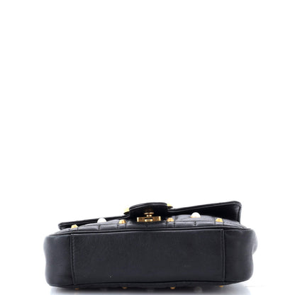 Gucci Pearly Gg Marmont Flap Bag Embellished Matelasse Leather Mini