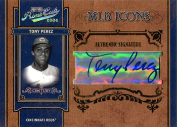 Tony Perez Autographed 2005 Donruss Playoff Prime Cuts Mlb Icons Card