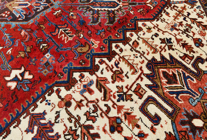 Red Serapi Oriental Rug Large Vintage Geometric