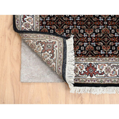 2'5"X20' Black Herati Wool And Silk 175 Kpsi Hand Knotted Xl Runner Rug