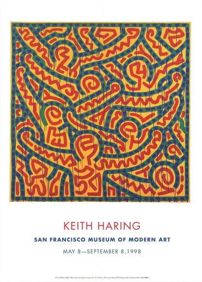 Keith Haring Untitled, " Offset Lithograph Pop Art Red, Ye