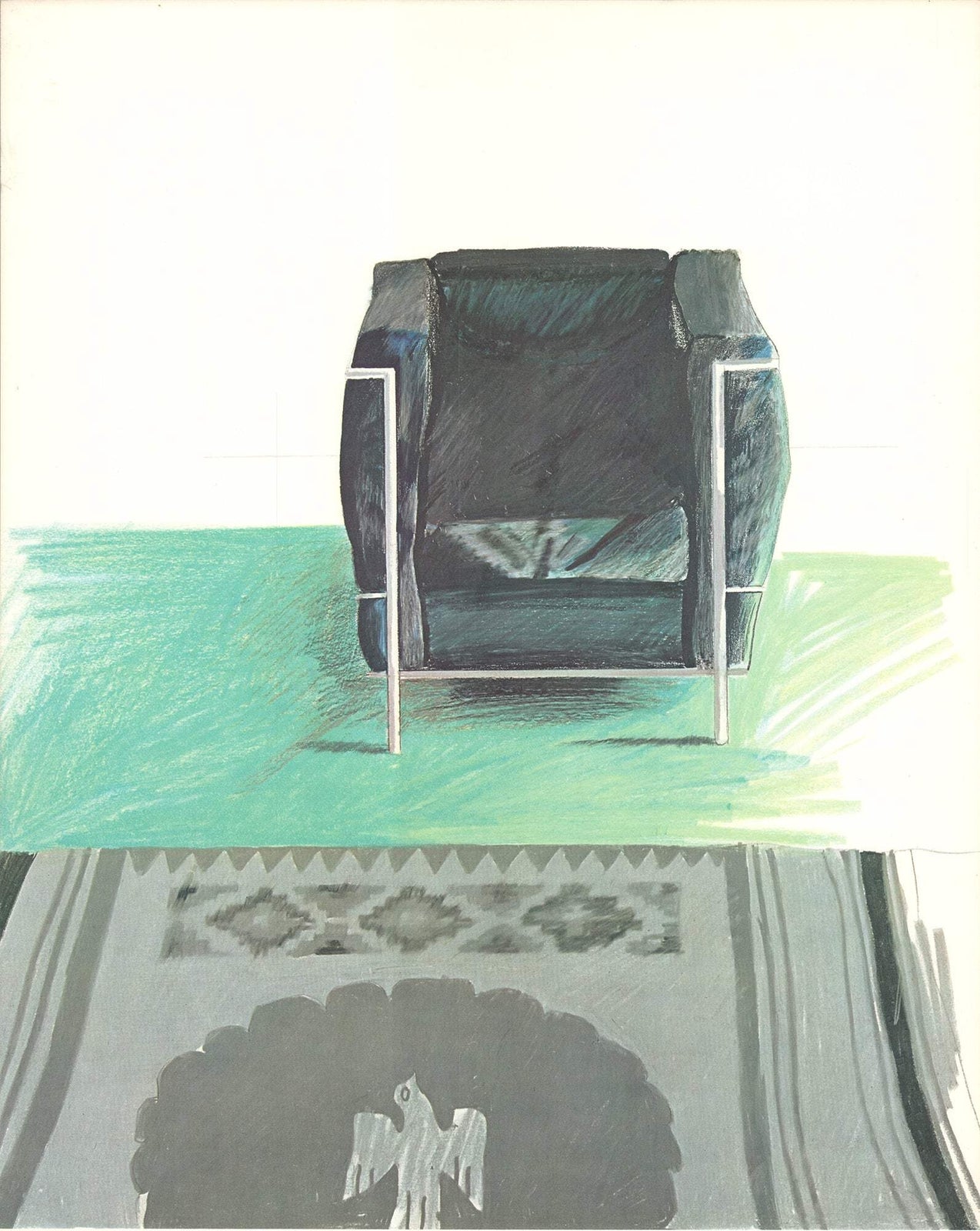 David Hockney Corbusier Chair And Rug (Sm) " Poster Pop Art Gray