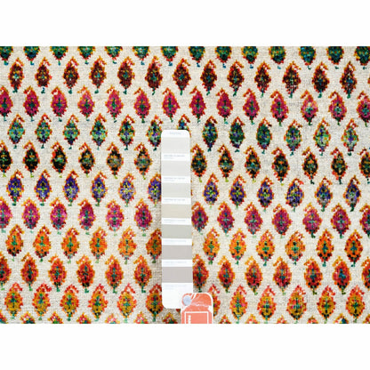 6'X6' Round Colorful Wool And Sari Silk Saroogh Hand Knotted Rug