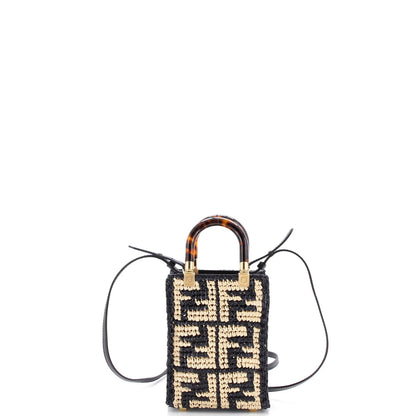 Fendi Sunshine Shopper Tote Zucca Raffia Mini
