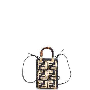 Fendi Sunshine Shopper Tote Zucca Raffia Mini