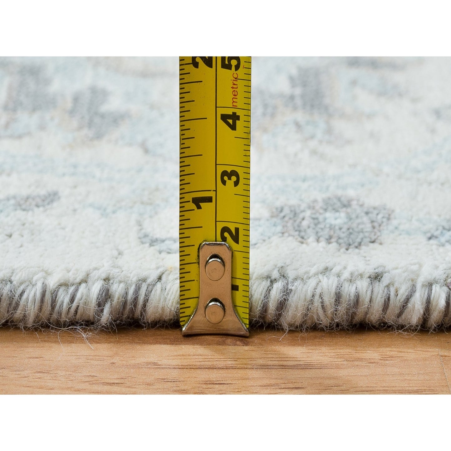 2'6"X20' Ivory Sickle Leaf Design Silk/Wool Hand Knotted Xl Runner Rug