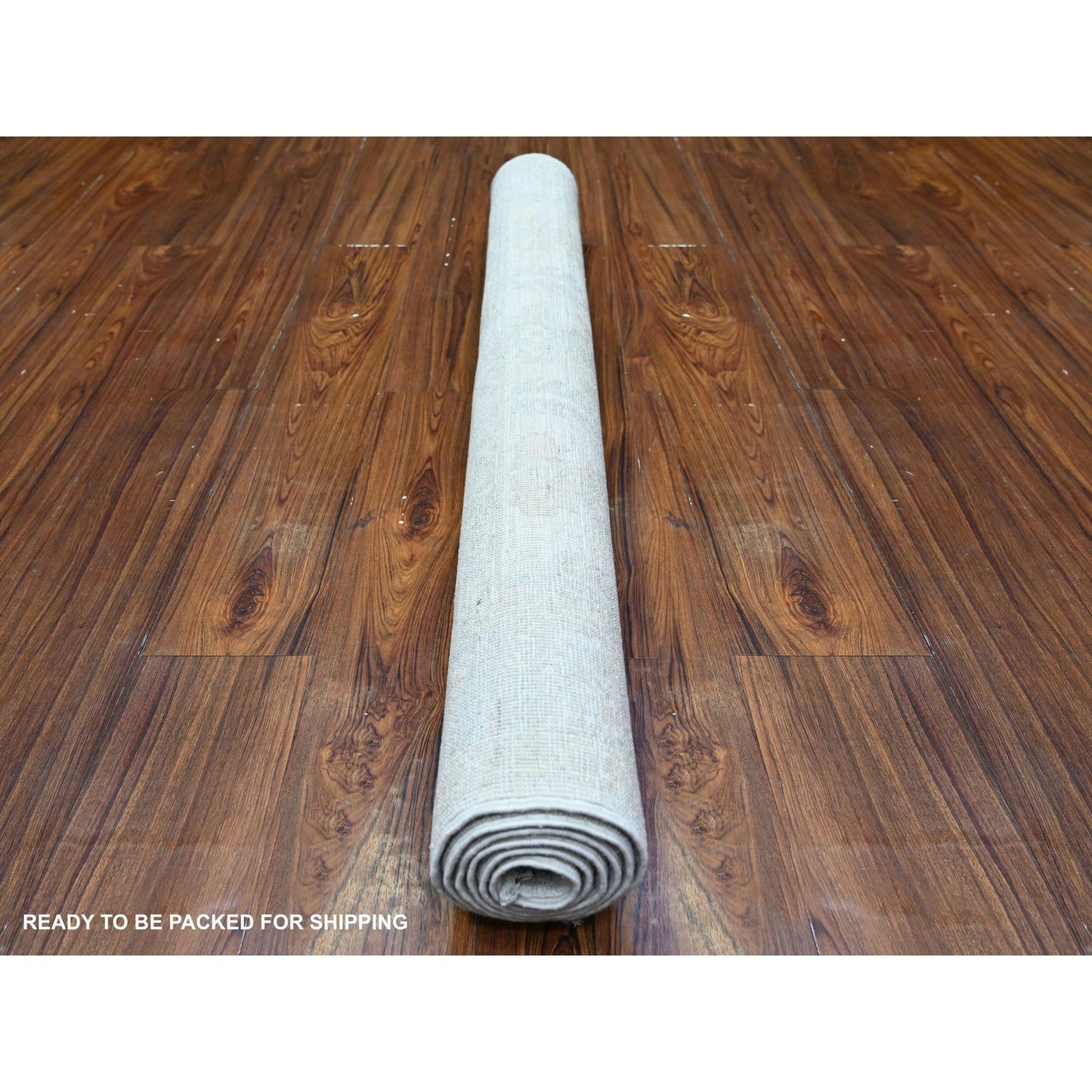 3'10"X5'7" Ivory Washed Out Peshawar Faded Designs Wool Hand Knotted Rug