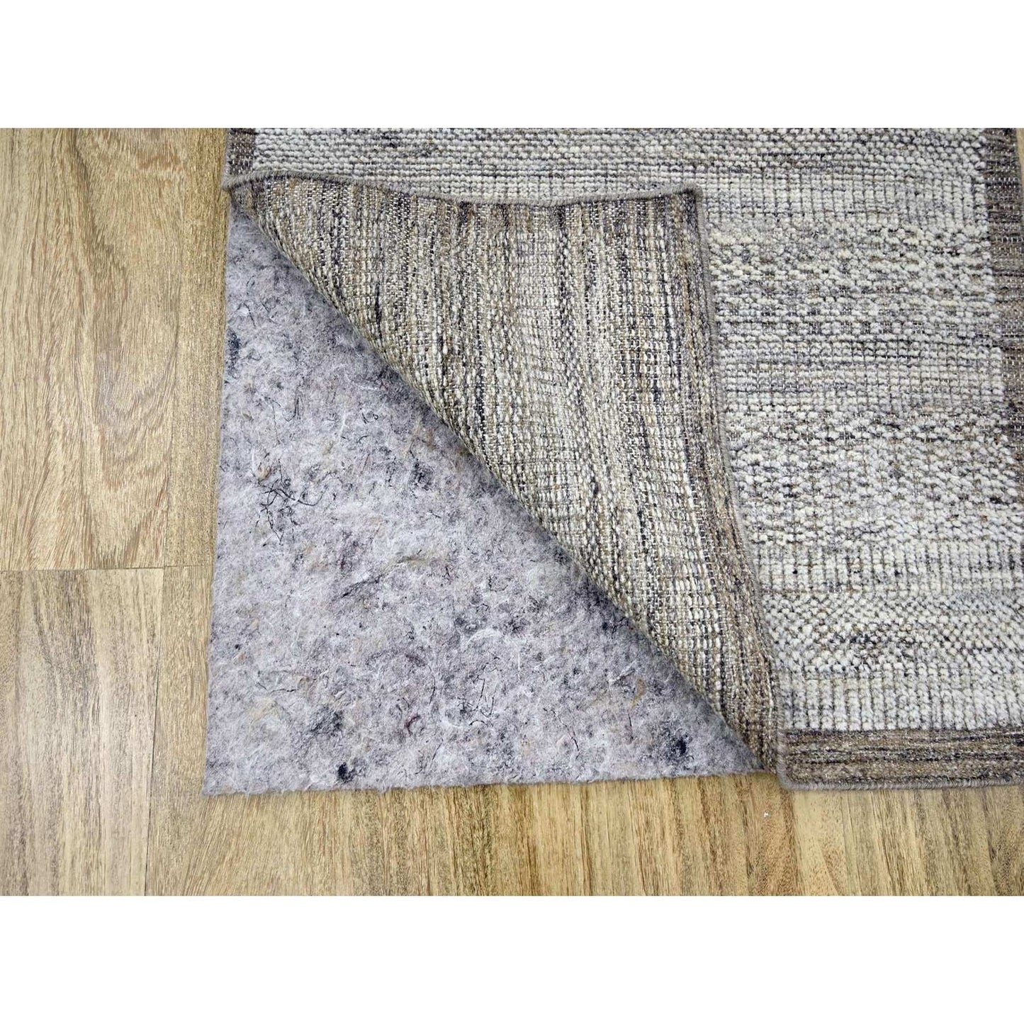 2'7"X6'2" Brown Hand Knotted Rug Pure Wool Oxidized Grass Design Runner
