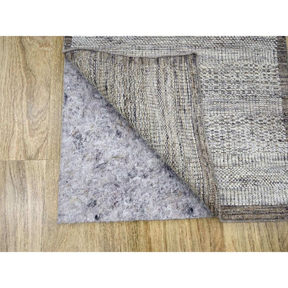 2'7"X6'2" Brown Hand Knotted Rug Pure Wool Oxidized Grass Design Runner