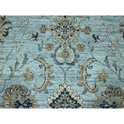 9'X9' Blue Agra Shah Abbas Flower Design Pure Wool Hand Knotted Round Rug