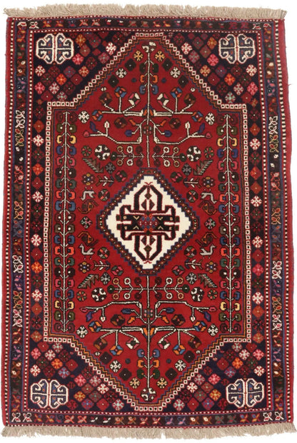 3'5X5 Hand-Knotted Red Tribal Floral Oriental Rug Boho Farmhouse Decor Carpet