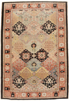 Distressed Ziegler Tribal Floral Rug Hand-Knotted