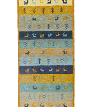 Contemporary Multicolored Stripes Indo-Gabbeh