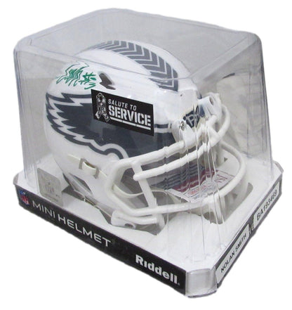 Nolan Smith Signed/Auto Salute To Service Mini Football Helmet Eagles Jsa 193469