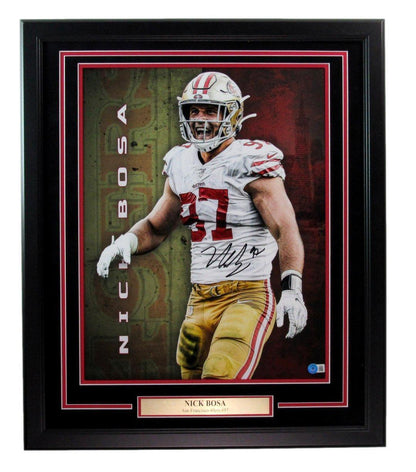 Nick Bosa Autographed 16X20 Photo San Francisco 49Ers Framed Beckett 179403