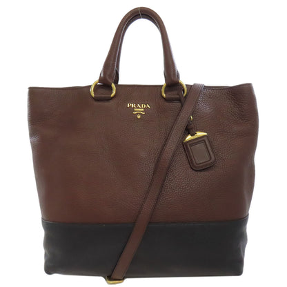 PRADA   Tote Bag logo Leather