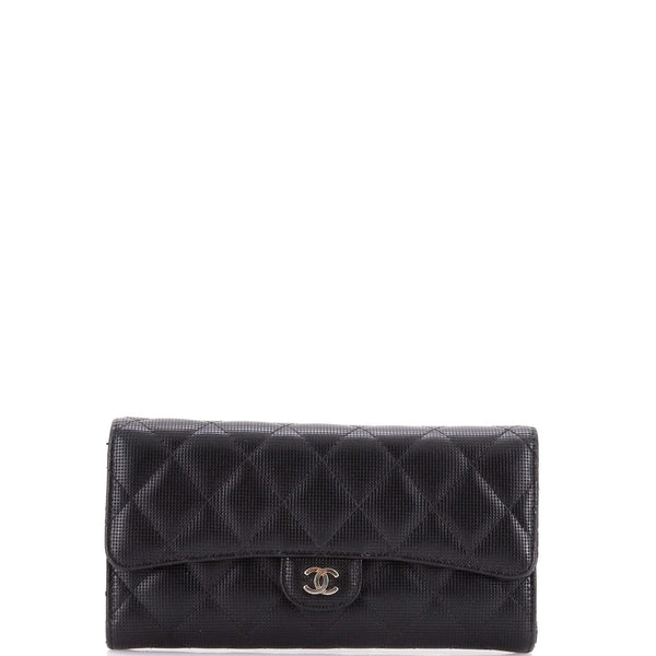 Chanel Cc Gusset Classic Flap Wallet Pixel Effect Quilted Calfskin Long