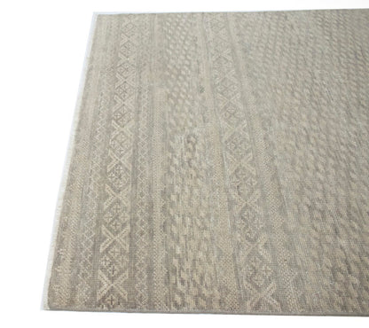 5X8 Ft Handmade Wool Area Rug Muted Beige Vintage