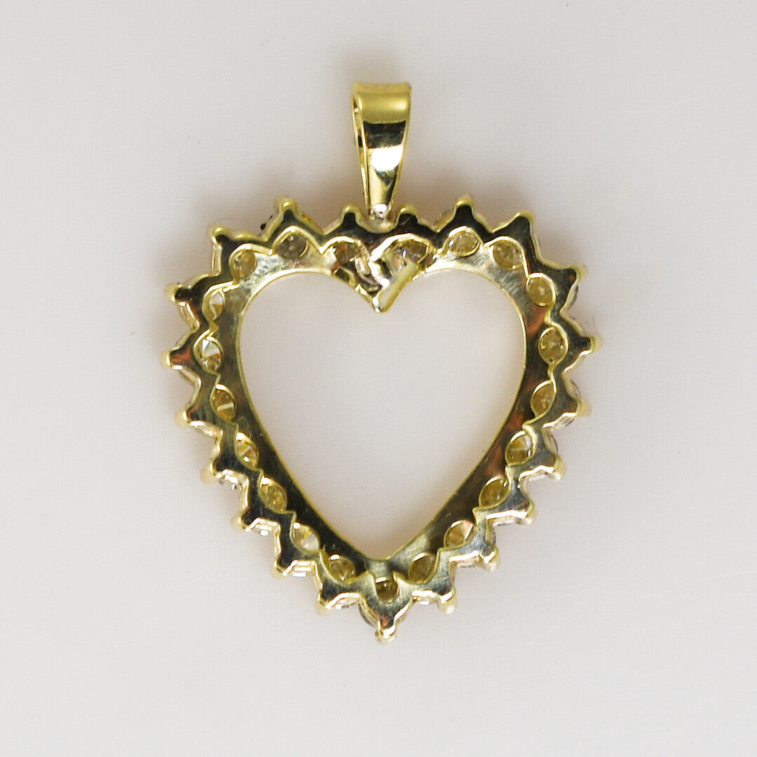 14K Yellow Gold Diamond Heart Pendant 1.00Ct