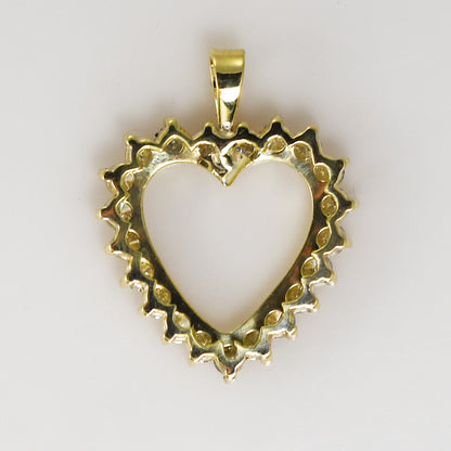 14K Yellow Gold Diamond Heart Pendant 1.00Ct