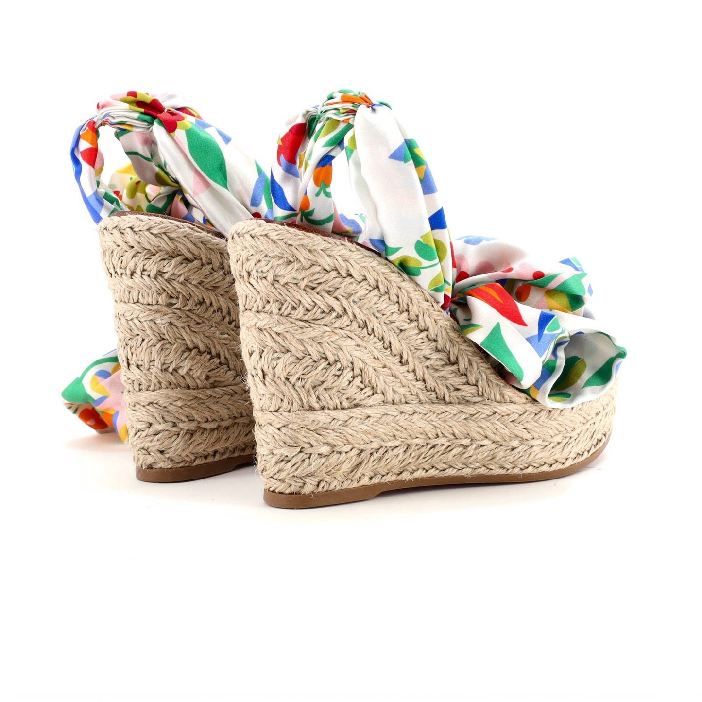 Christian Louboutin Women'S Monica Du Desert Wedge Espadrilles Printed Satin 110