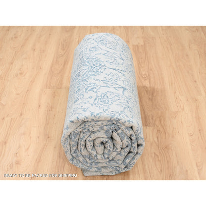 10'X14' Fine Jacquard Wool And Plant Based Silk Hand Loomed Gray Rug