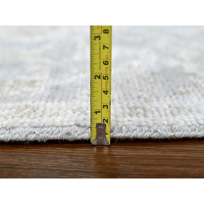2'5"X8'4" Oyster Gray Oushak Design Hand Knotted Pure Wool Runner Rug