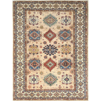 9'X12' Honey Brown Pure Wool Hand Knotted Afghan Super Kazak Rug