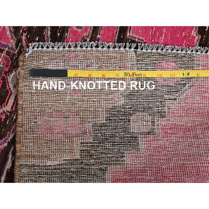 3'X11'4" Pink Overdyed Vintage Zoroastrian Hand Knotted Wool Runner Rug