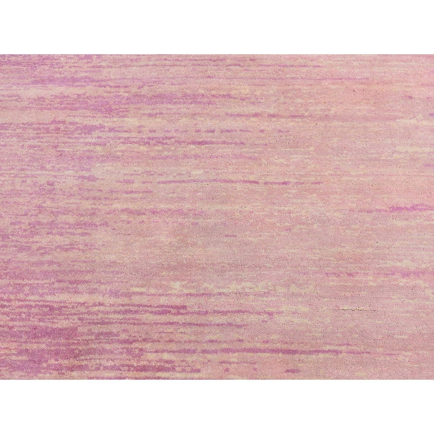 7'X7' Pink Thick And Plush Wool Ombre Design Hand Knotted Round Rug