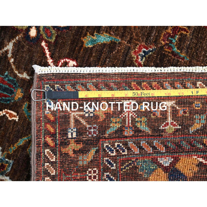 2'8"X8'6" Brown Pure Wool Afghan Sultani Oriental Runner Rug