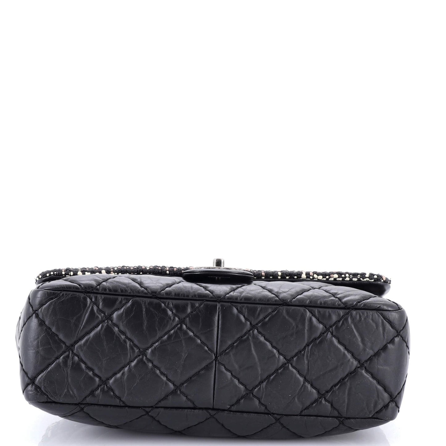 Chanel Cc Top Handle Flap Bag Tweed And Quilted Aged Calfskin Medium
