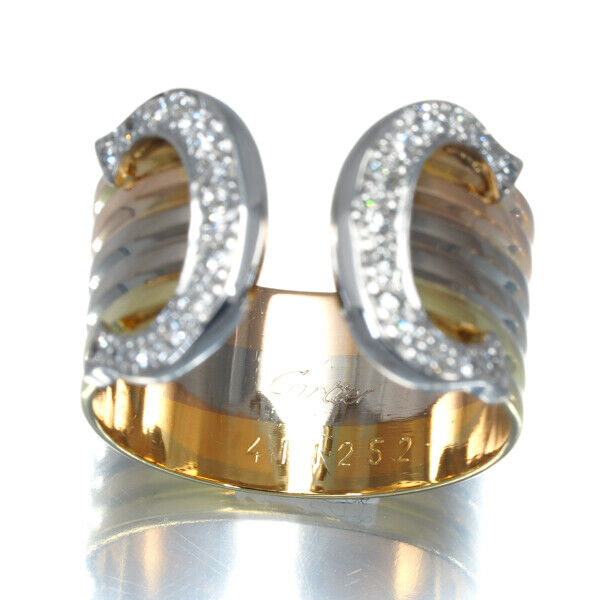Cartier Ring Diamond 2C Double C C2 3Color Lm Eu55 18K Yg/Wg/Pg