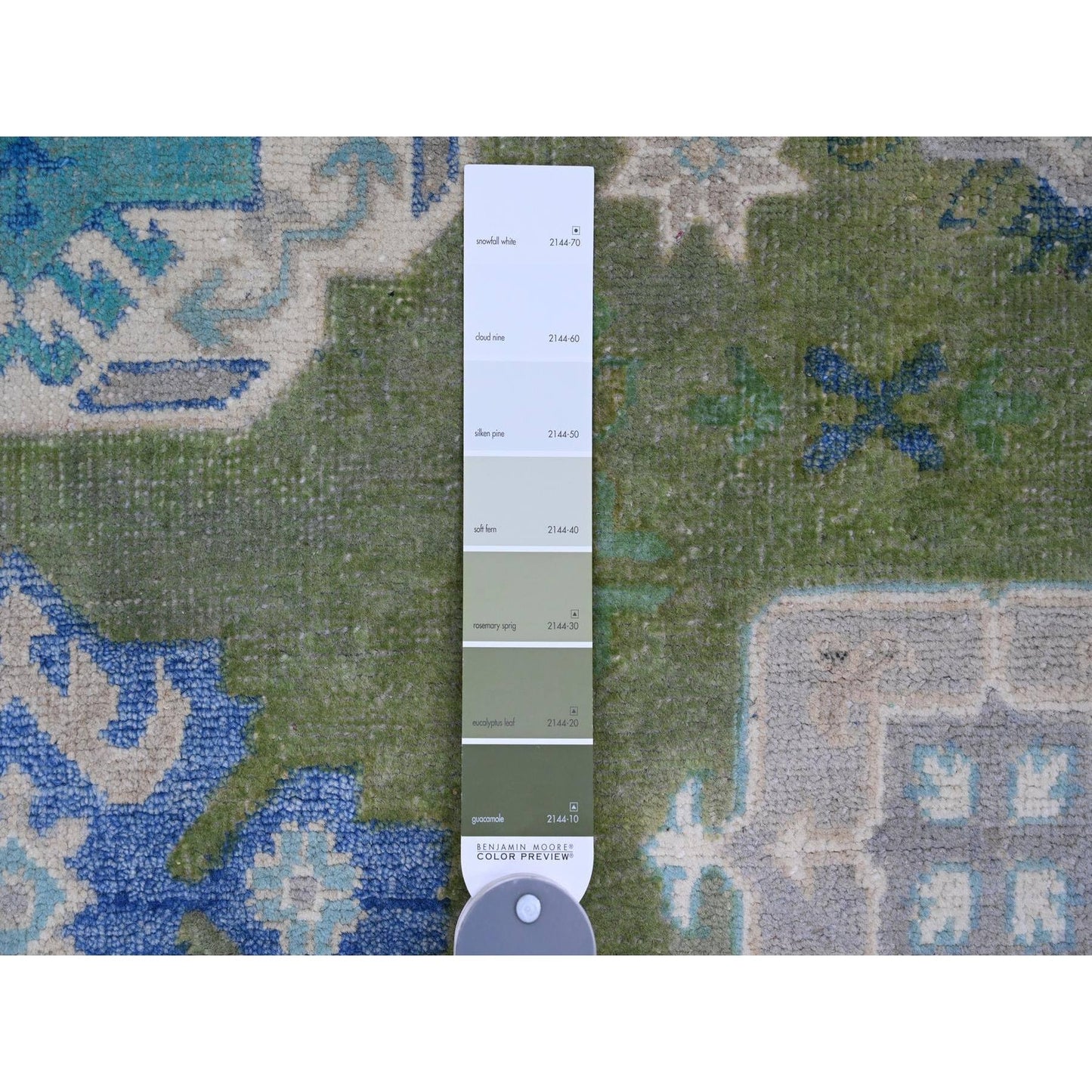 5'6"X7'7" Green Fusion Kazak Caucasian Design Hand Knotted 100% Wool Rug