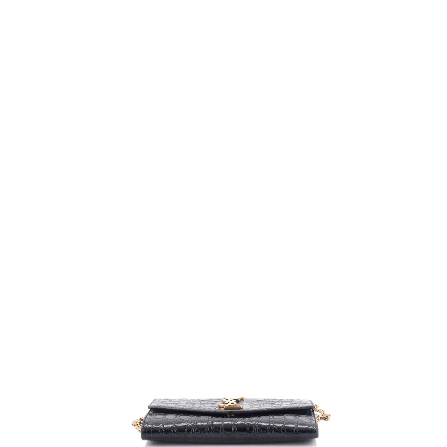 Saint Laurent Uptown Chain Wallet Crocodile Embossed Leather