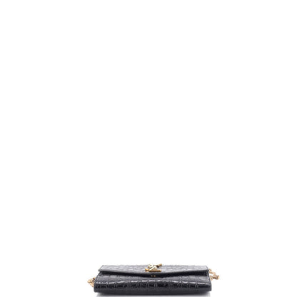 Saint Laurent Uptown Chain Wallet Crocodile Embossed Leather