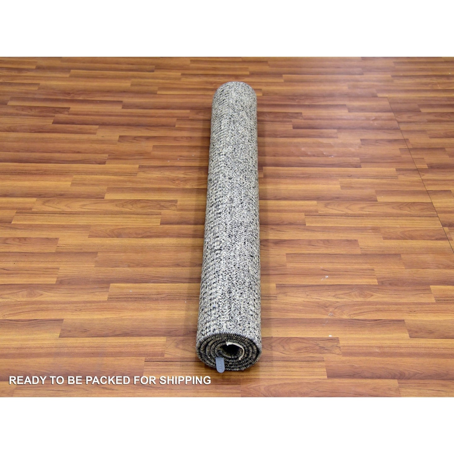 4'2"X6' Gray Modern Grass Design Natural Undyed Wool Hand Knotted Rug