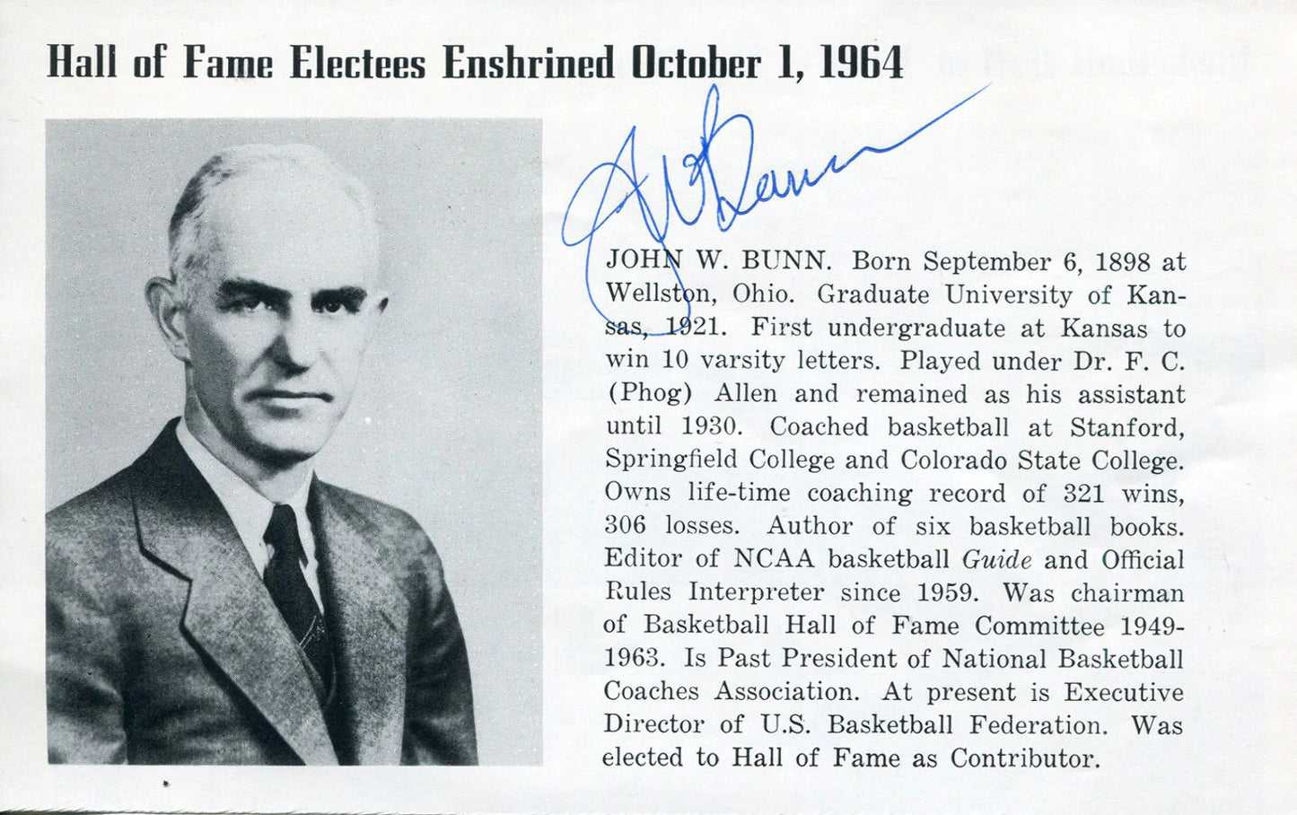 John Bunn Autographed 5X7 Magazine Page (Jsa)